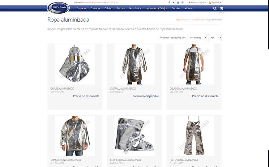 Nova seção de roupas aluminizado