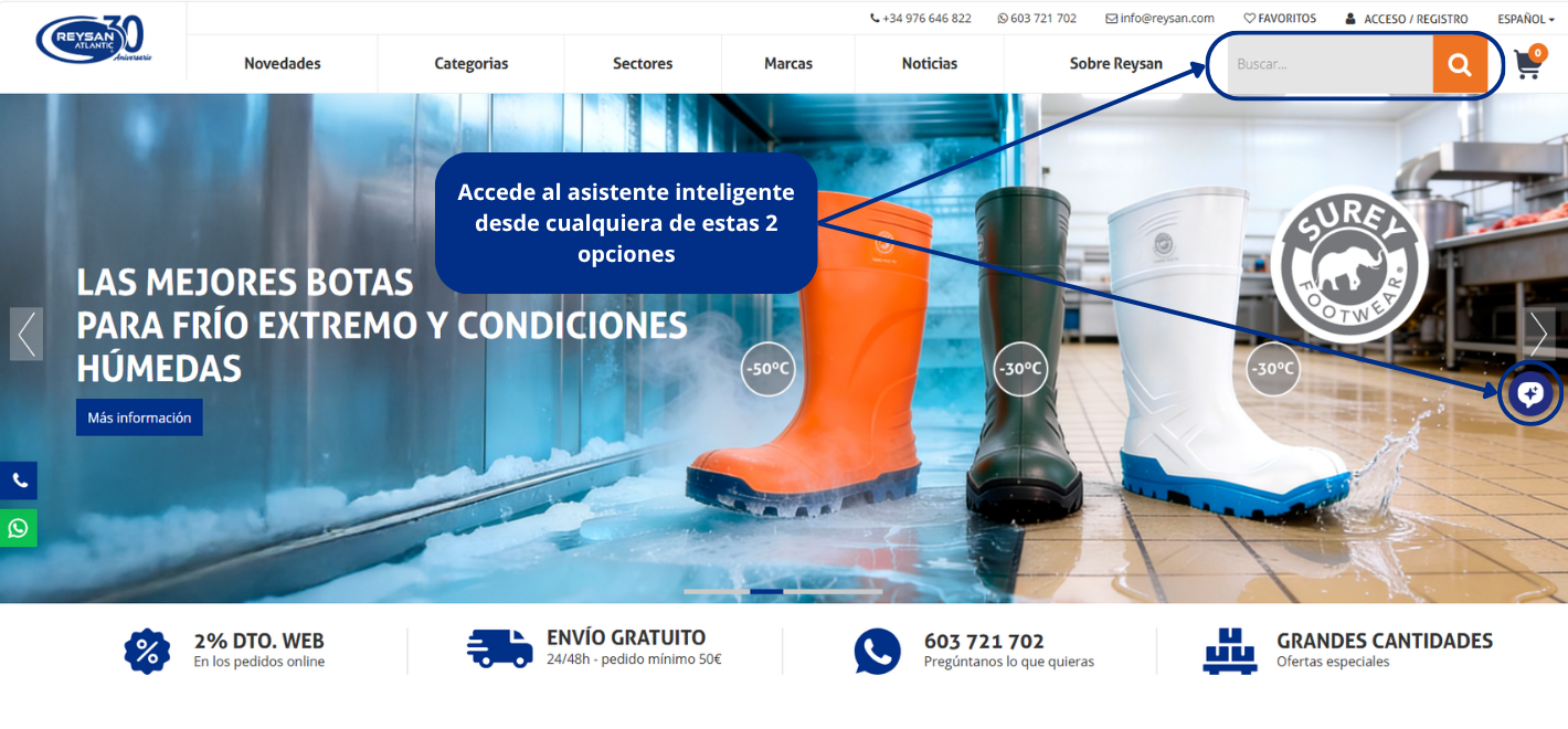 O nosso assistente de IA para encontrar EPI, calçado de segurança, vestuário de trabalho e vestuário descartável em poucos segundos.