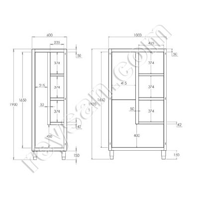ARMÁRIO MULTIUSOS EM AÇO INOXIDÁVEL COM PORTA ARTICULADA