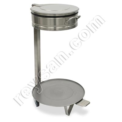 SUPORTE PARA SACOS DE AÇO INOX COM TAMPA E RODAS